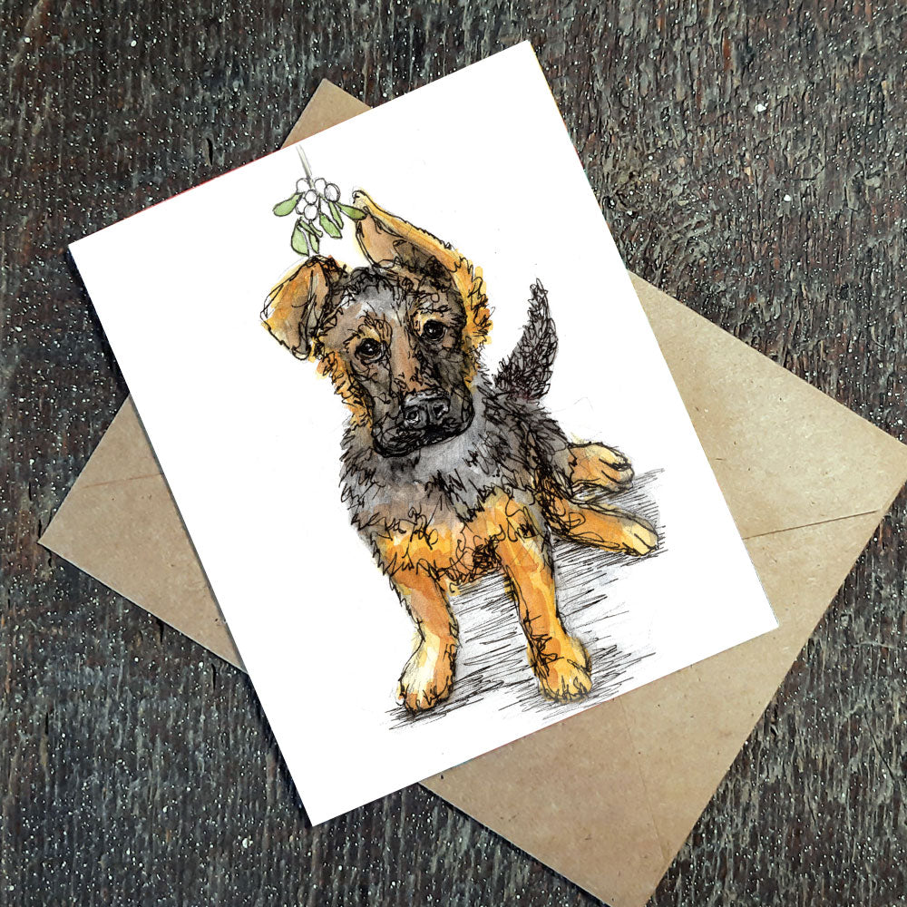 German Shepherd Puppy - seed paper Holiday greeting card All Sorts Acres Farm
