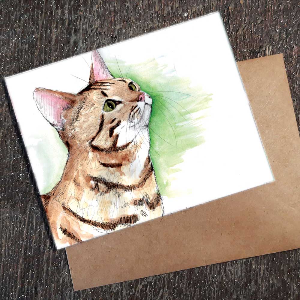 Bengal Cat - seed paper greeting card All Sorts Acres Farm