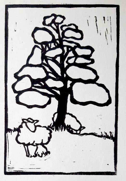 Sheep and Basswood Tree Print- Help us plant living fences All Sorts Acres Farm