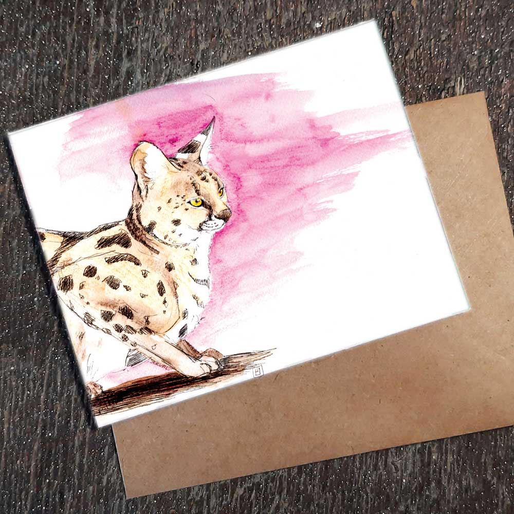 Serval Cat - seed paper greeting card All Sorts Acres Farm