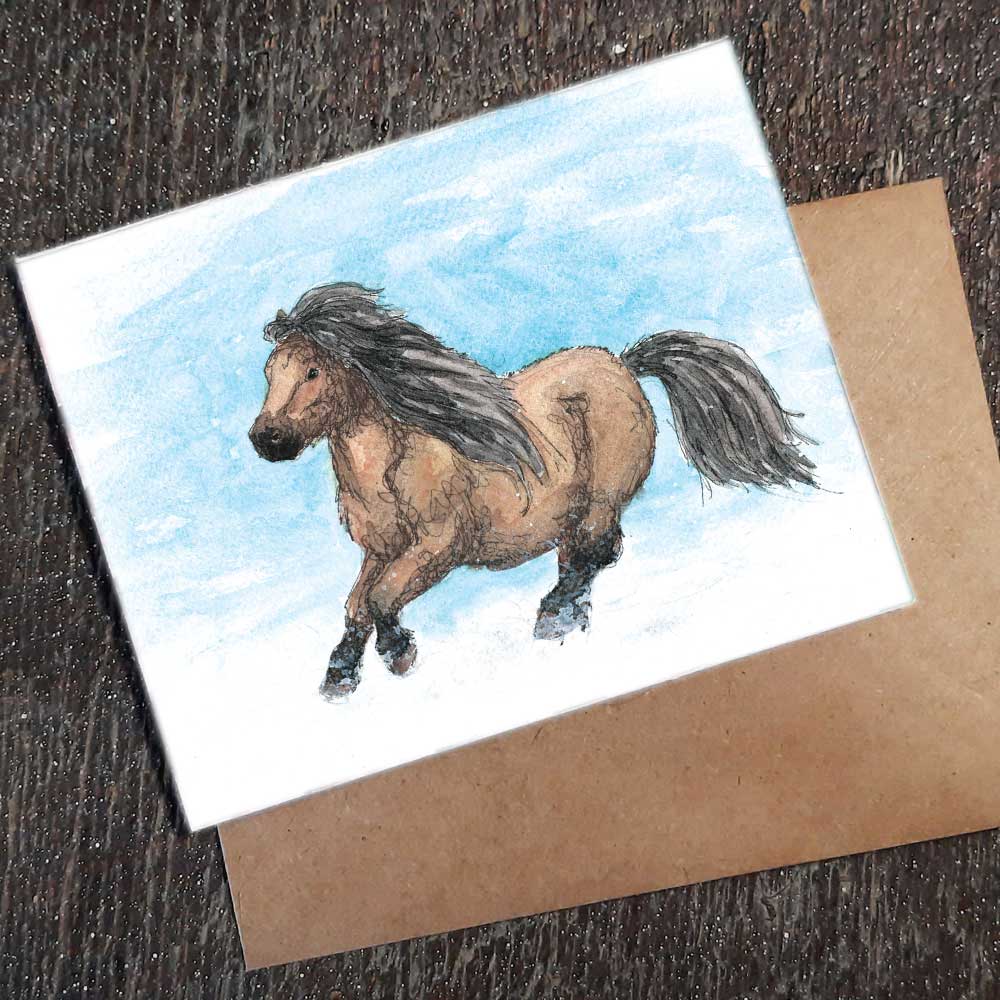 Snow Pony - seed paper Holiday greeting card All Sorts Acres Farm
