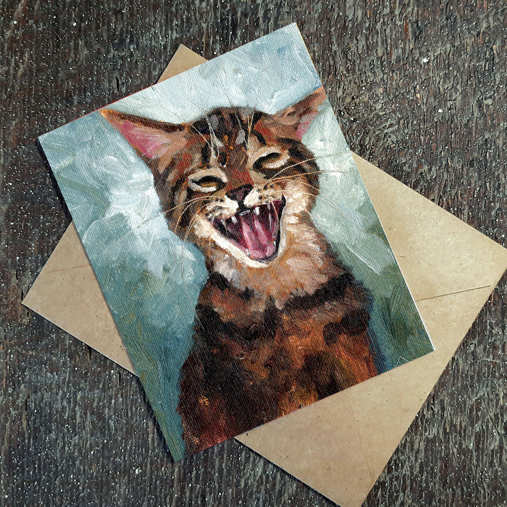 Kitten Yawning - seed paper greeting card All Sorts Acres Farm